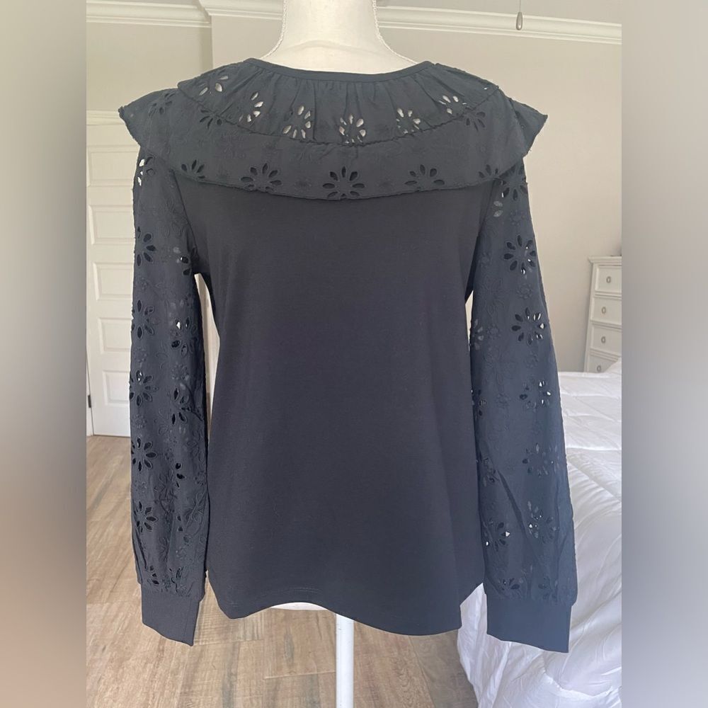 Ann Taylor Eyelet neck sweater
